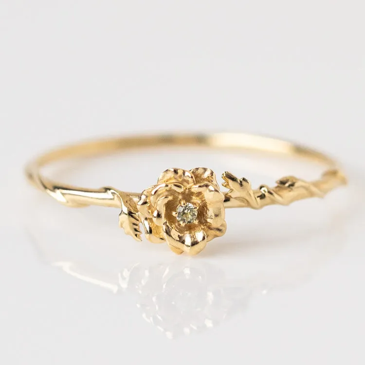 Solid Gold Birth Flower Ring