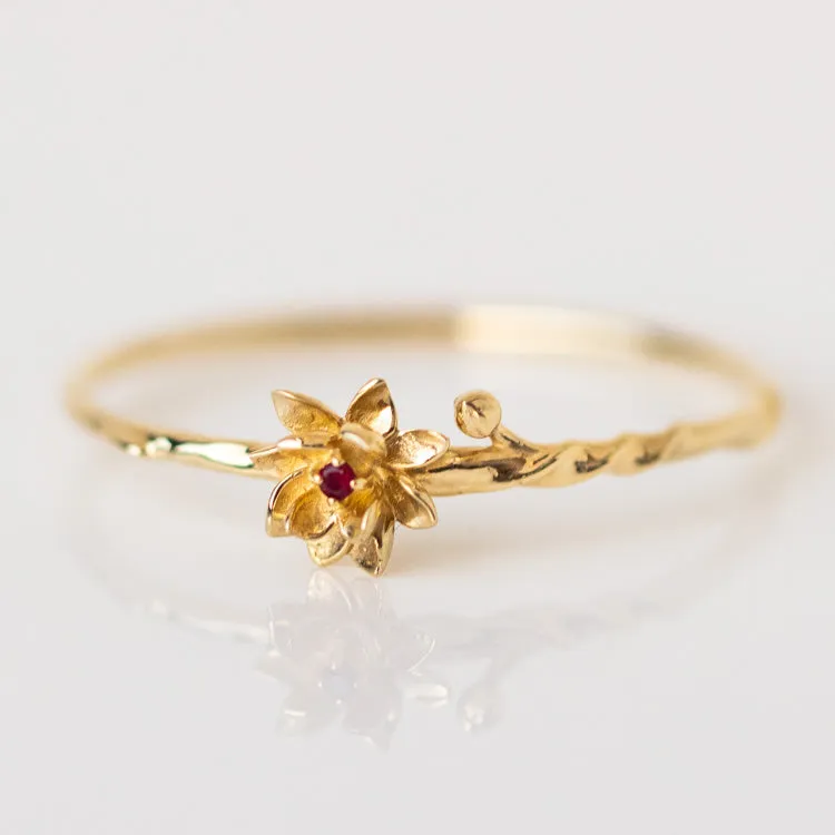 Solid Gold Birth Flower Ring