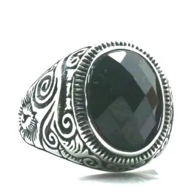 Stainless Steel Black Dome Ring