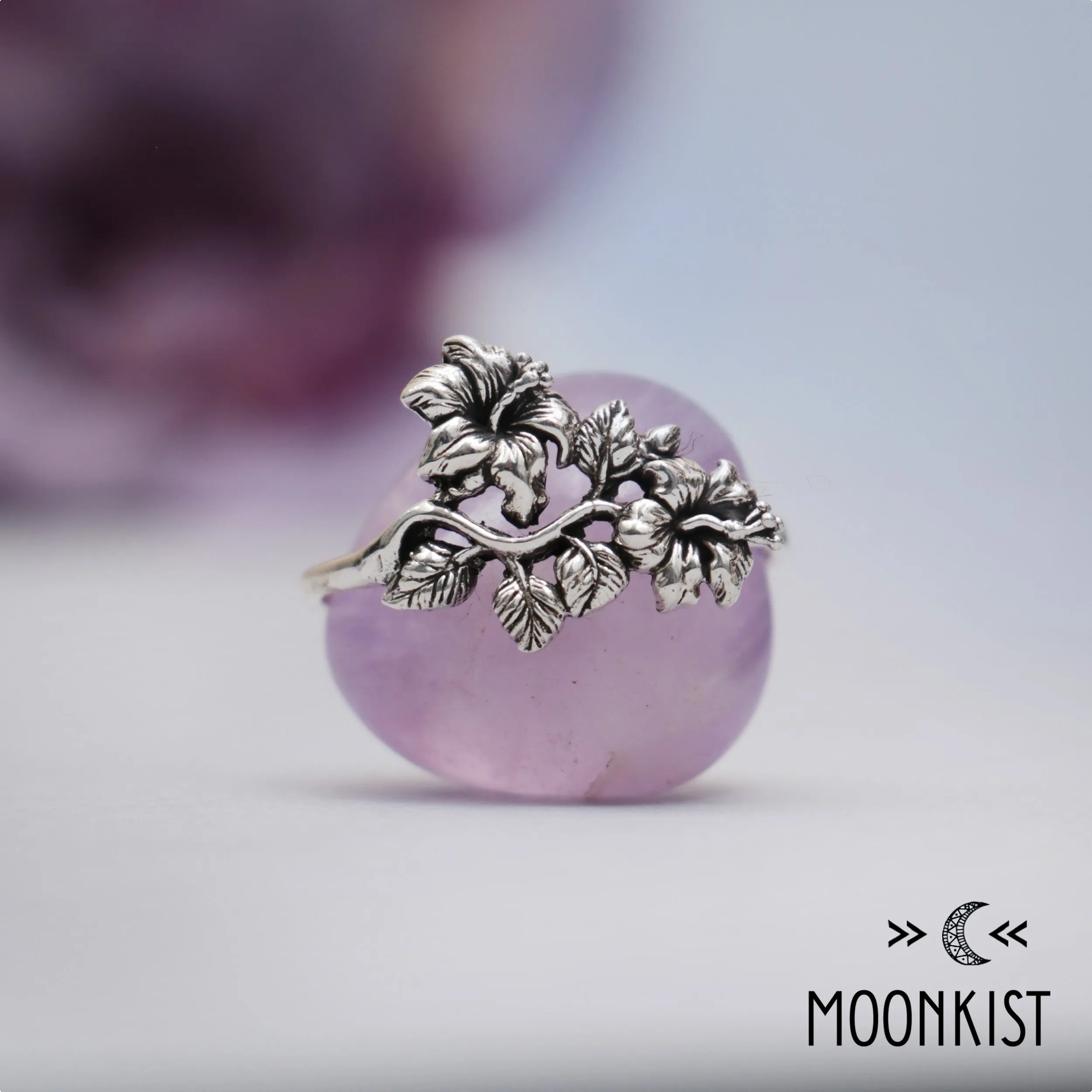 Sterling Silver Flower and Ivy Leaf Ring | Moonkist Designs