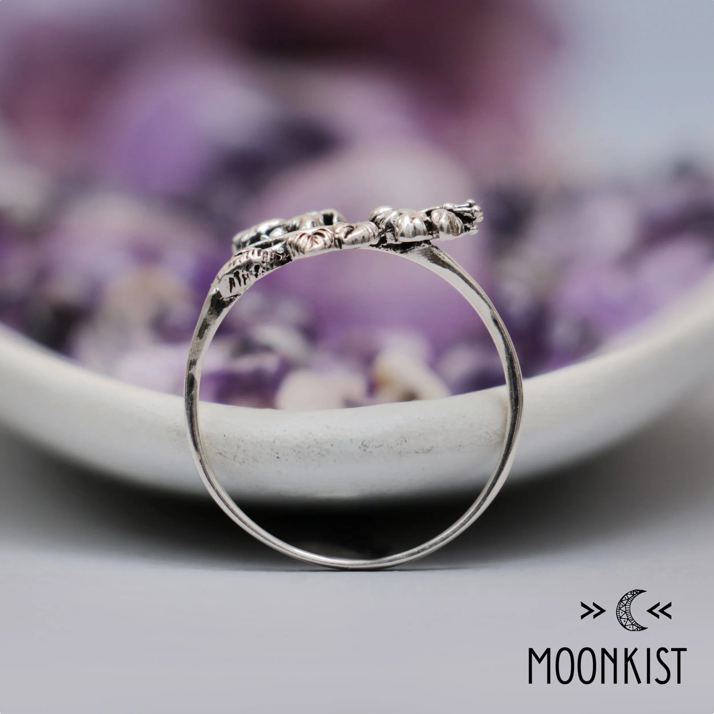 Sterling Silver Flower and Ivy Leaf Ring | Moonkist Designs