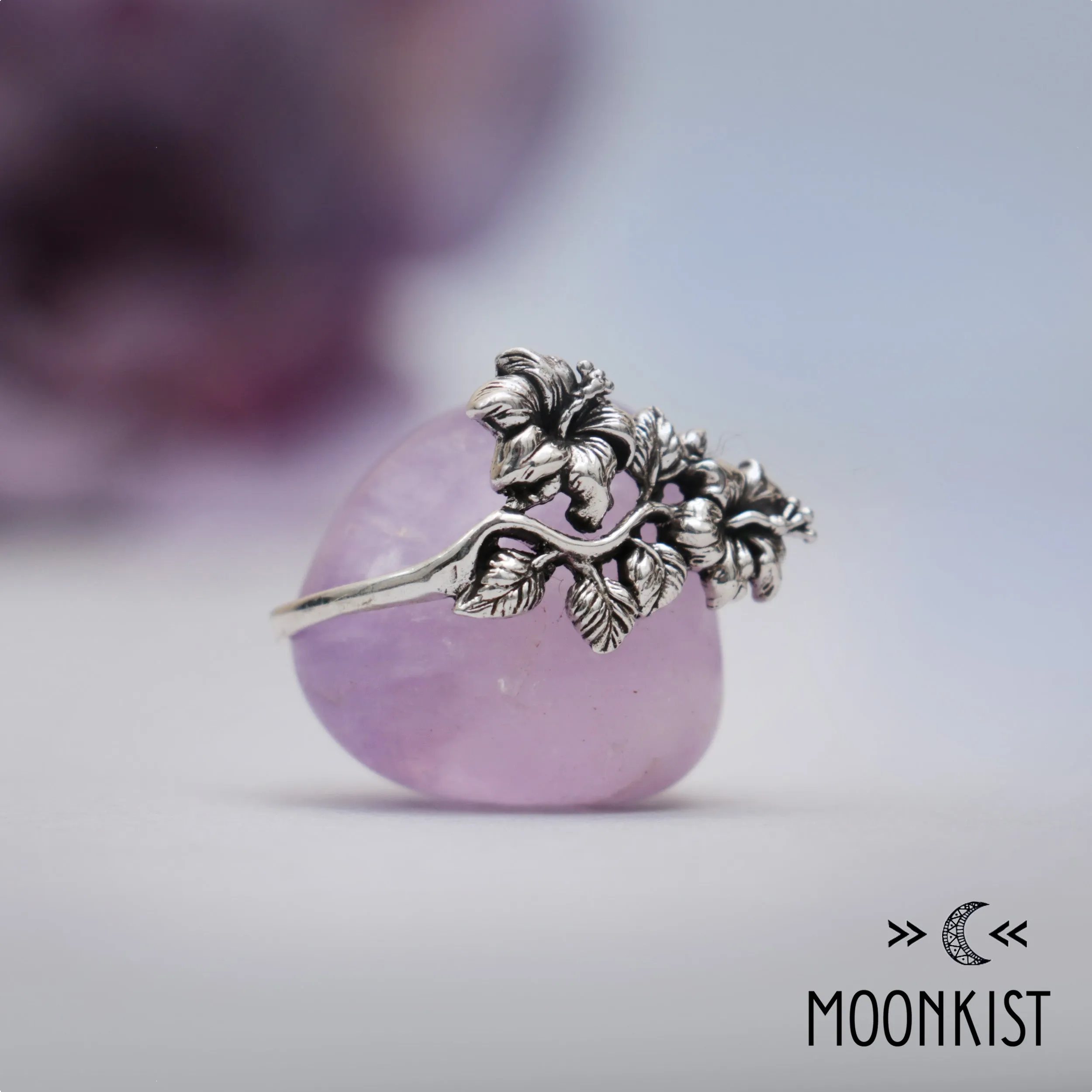 Sterling Silver Flower and Ivy Leaf Ring | Moonkist Designs