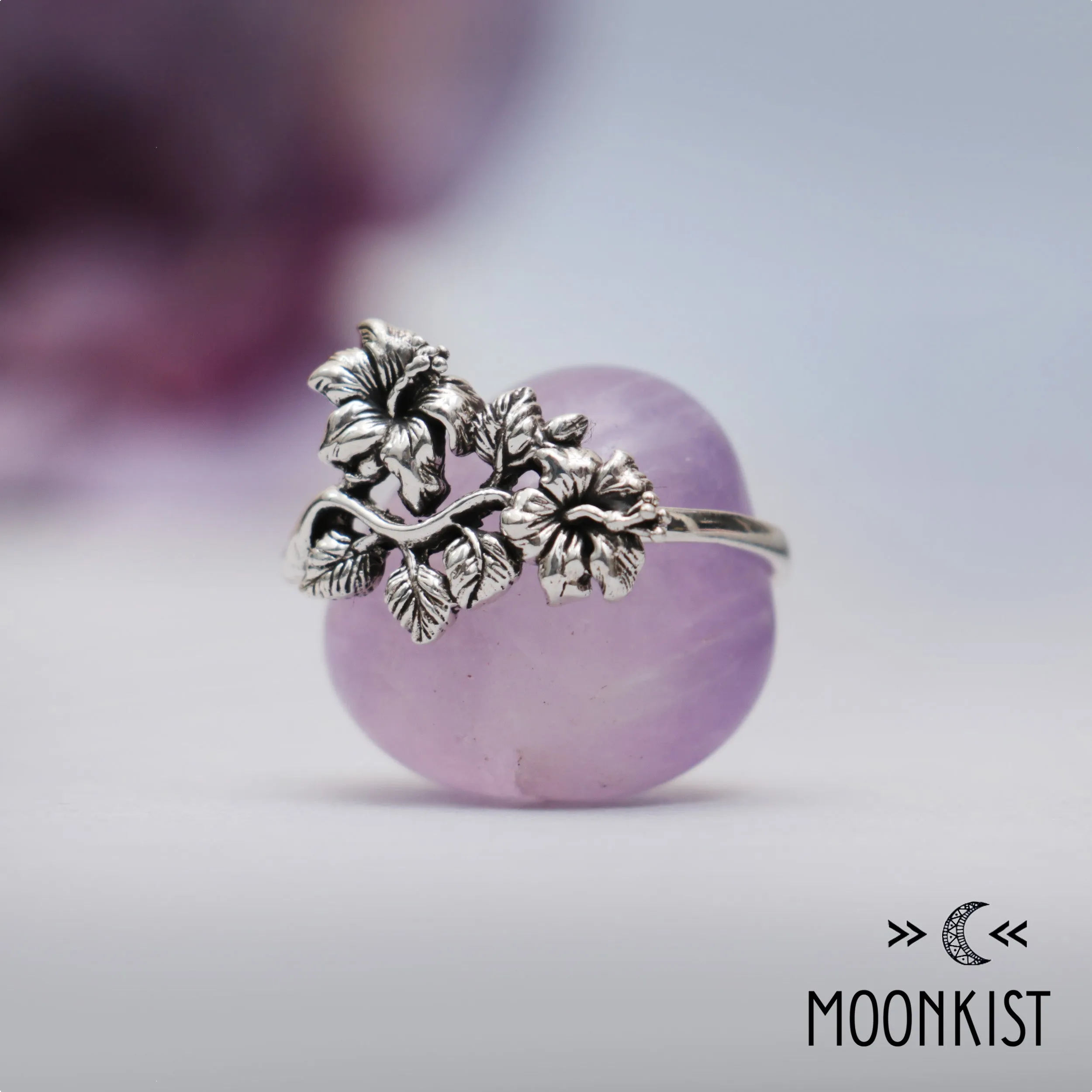 Sterling Silver Flower and Ivy Leaf Ring | Moonkist Designs