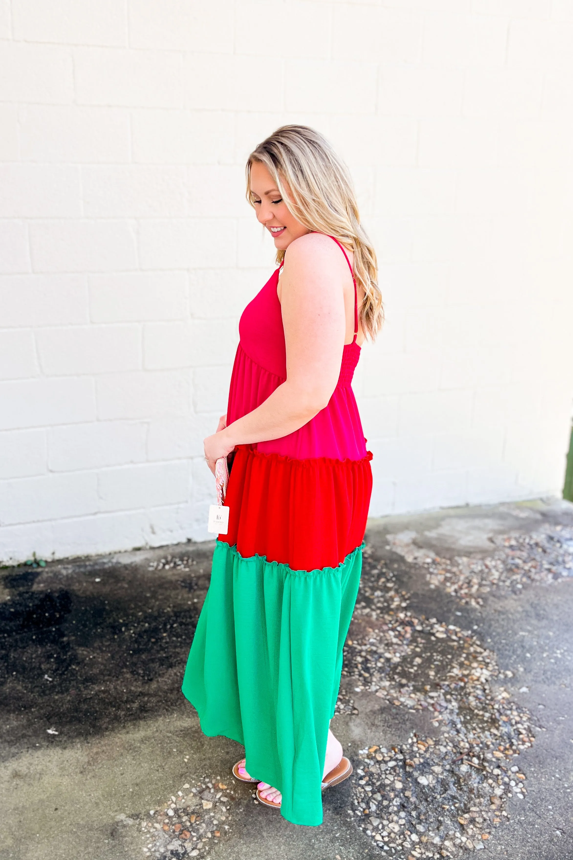 Take Me On A Vacay Color Block Midi Dress, Multi