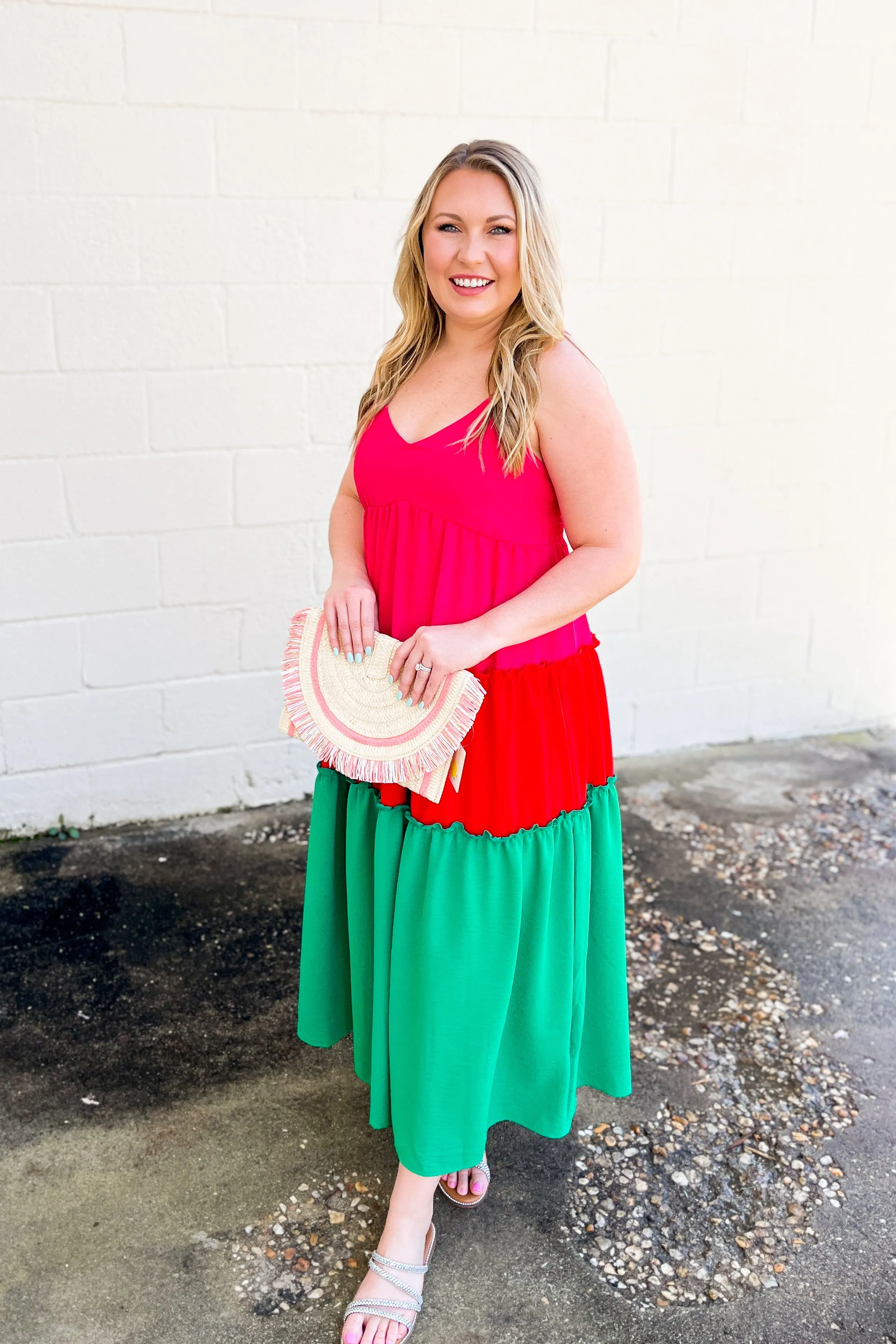 Take Me On A Vacay Color Block Midi Dress, Multi