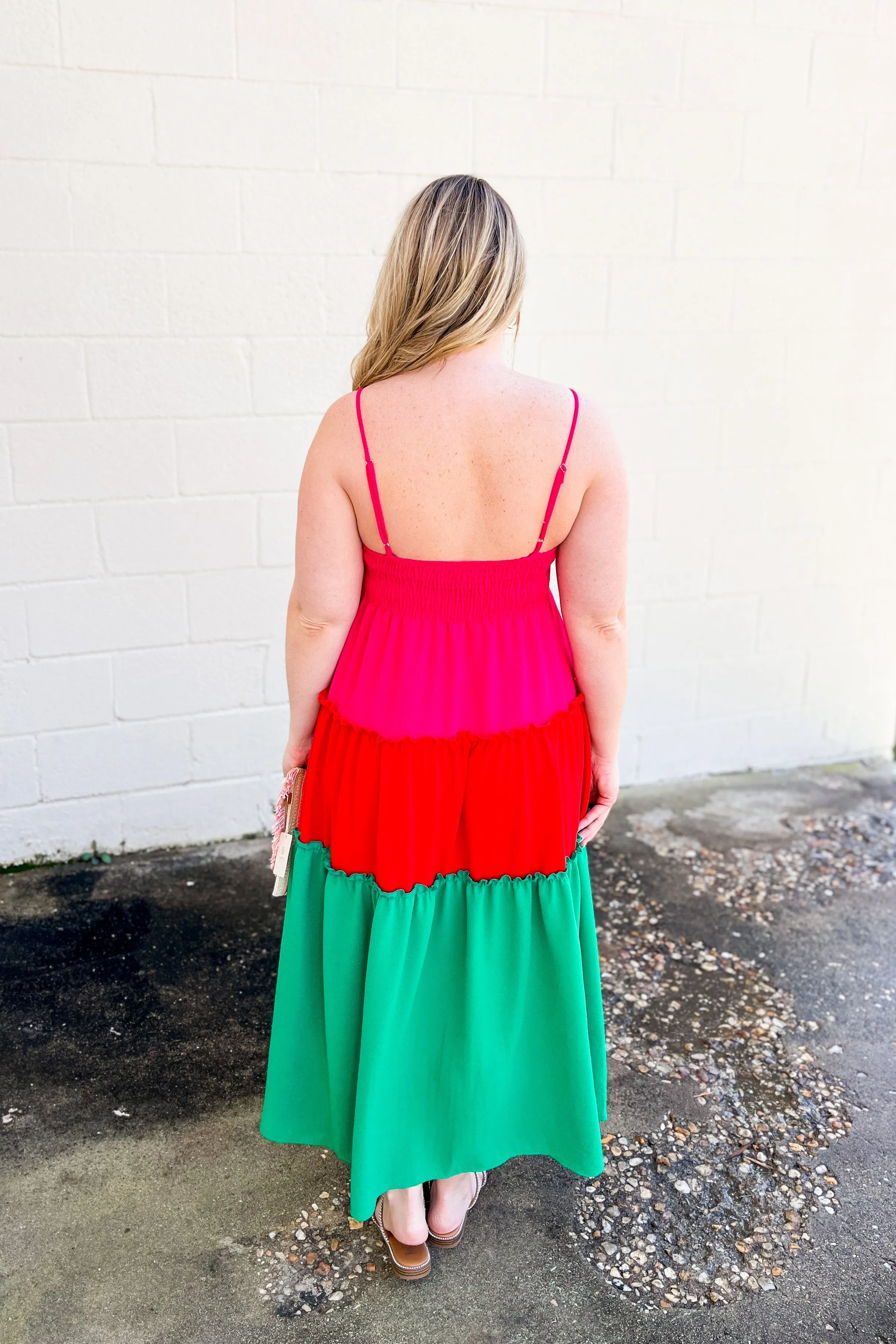 Take Me On A Vacay Color Block Midi Dress, Multi