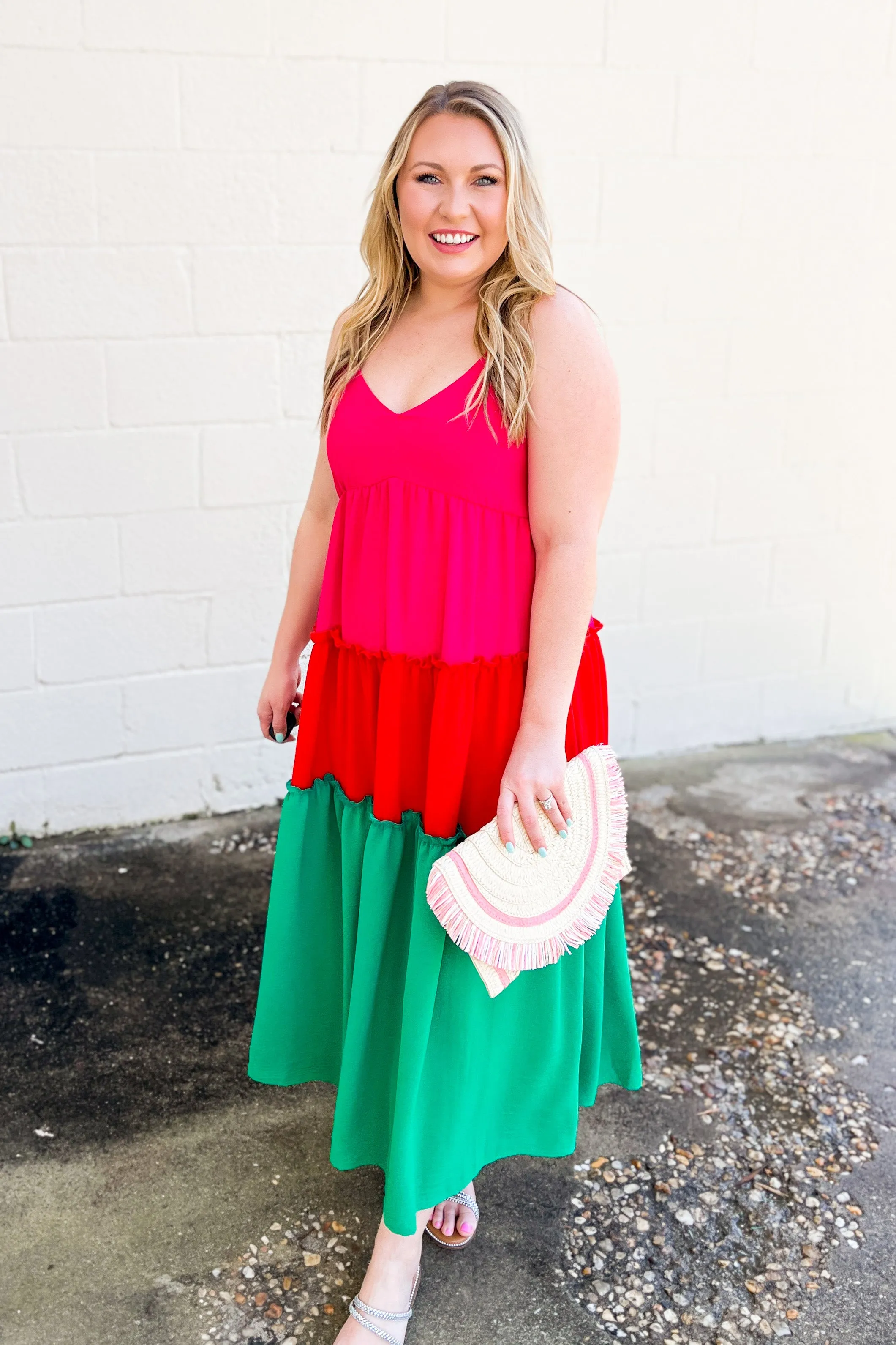 Take Me On A Vacay Color Block Midi Dress, Multi