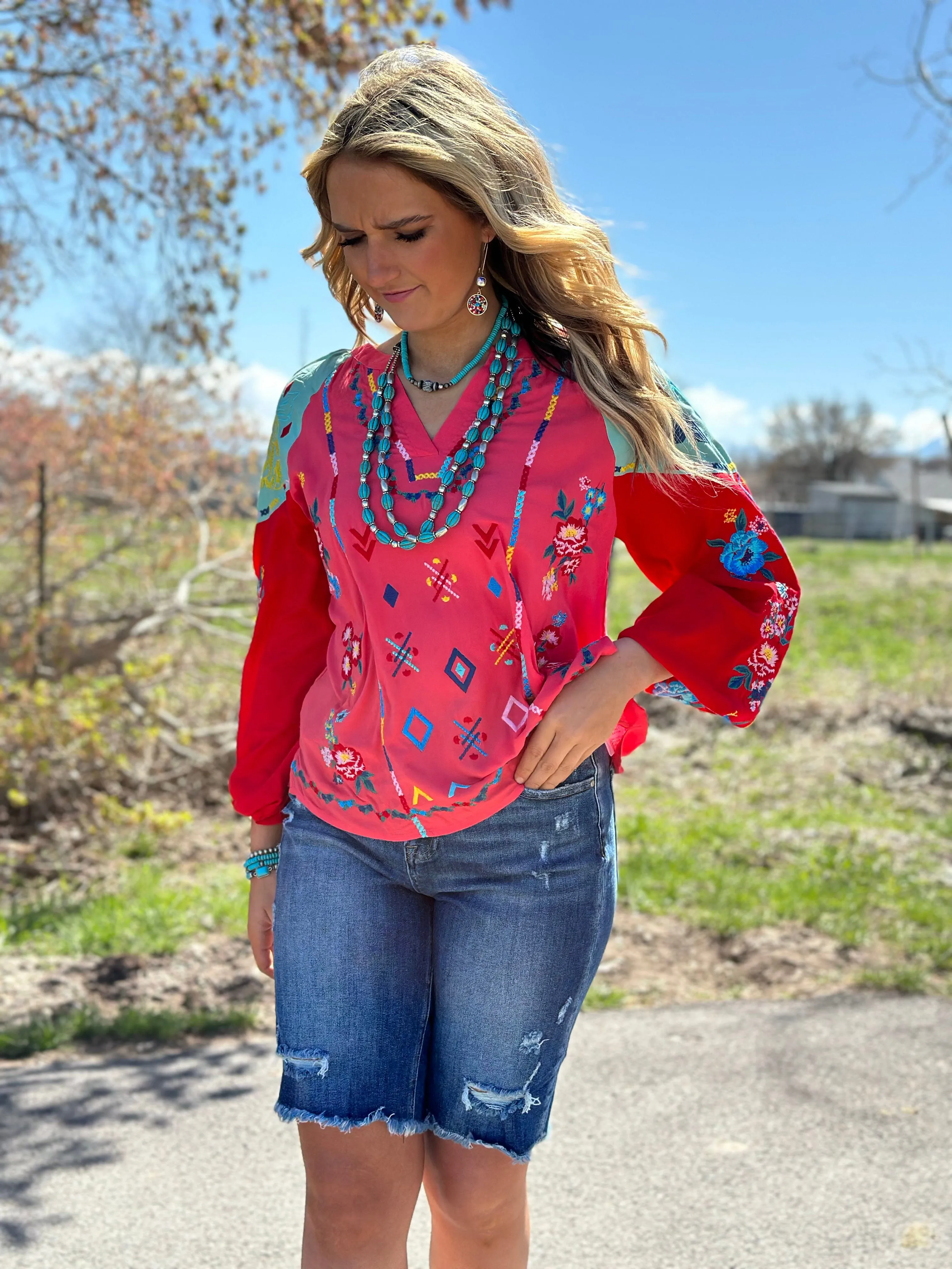 The Fall Let’s  Fiesta Embroidered Top