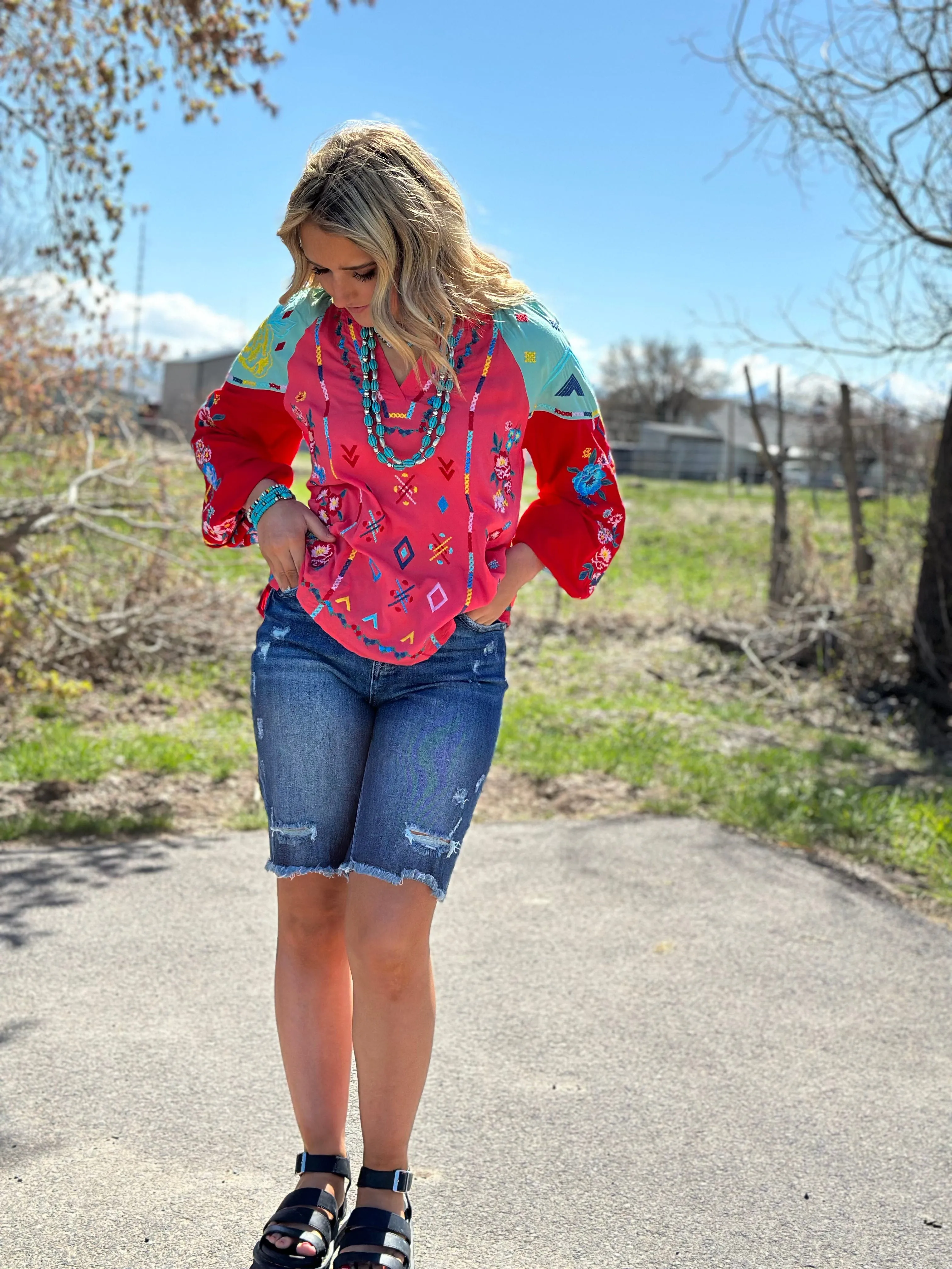 The Fall Let’s  Fiesta Embroidered Top