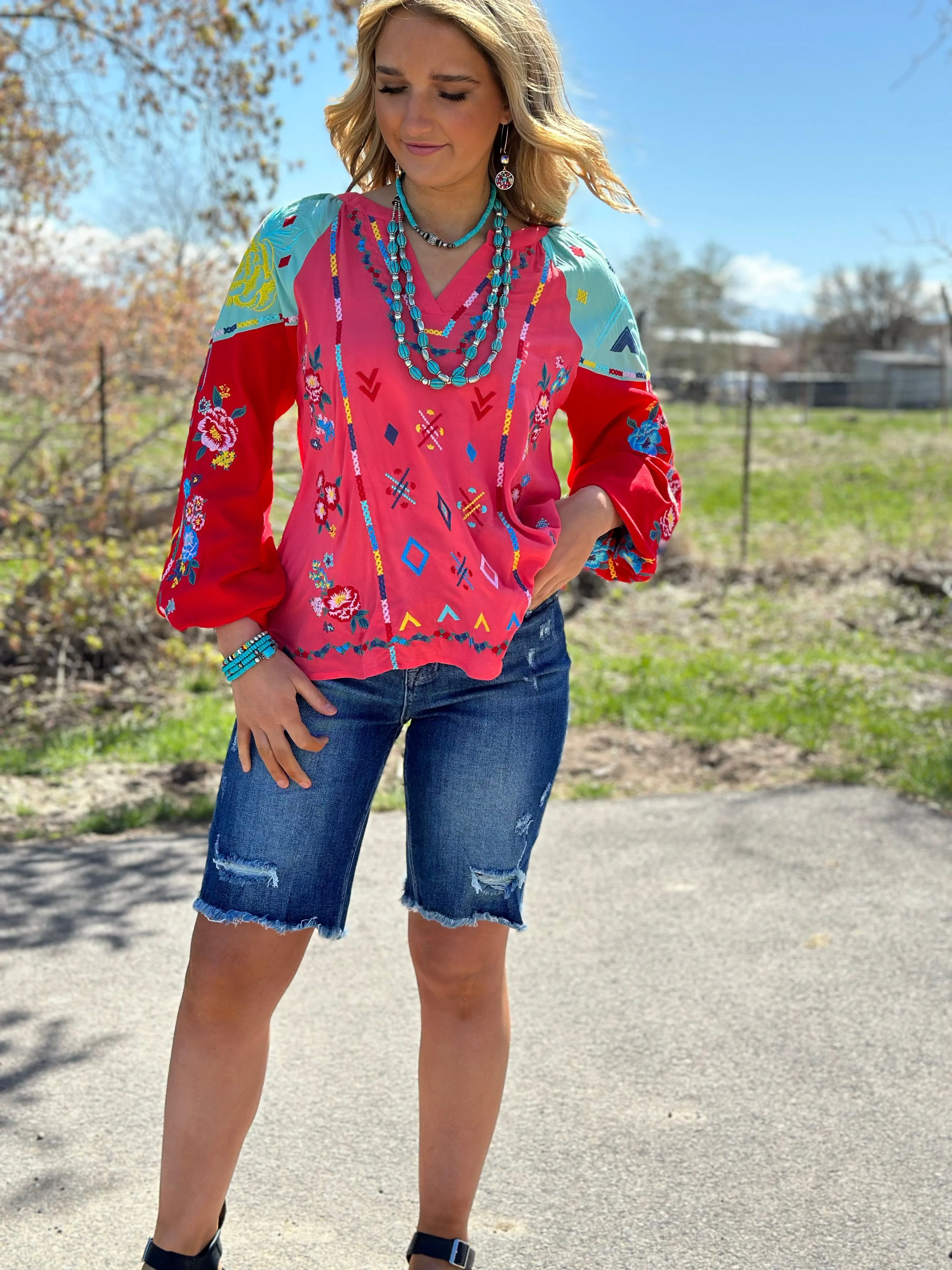 The Fall Let’s  Fiesta Embroidered Top