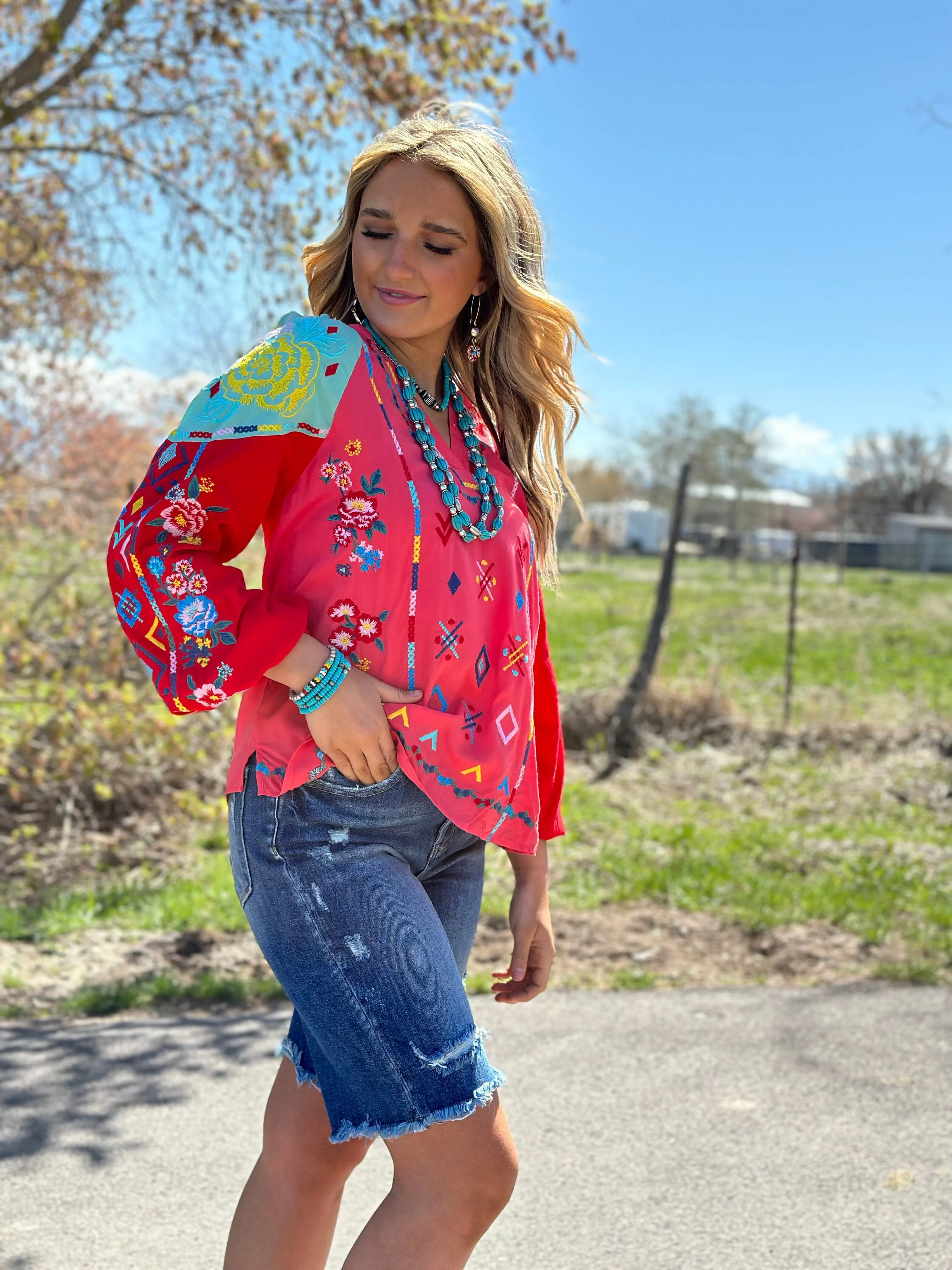 The Fall Let’s  Fiesta Embroidered Top