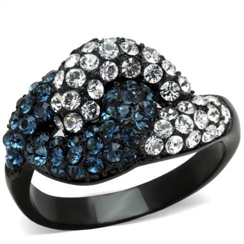 TK1833 IP Black(Ion Plating) Stainless Steel Ring with Top Grade Crystal in Montana