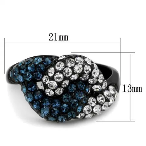 TK1833 IP Black(Ion Plating) Stainless Steel Ring with Top Grade Crystal in Montana