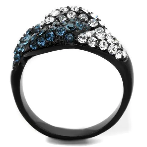 TK1833 IP Black(Ion Plating) Stainless Steel Ring with Top Grade Crystal in Montana