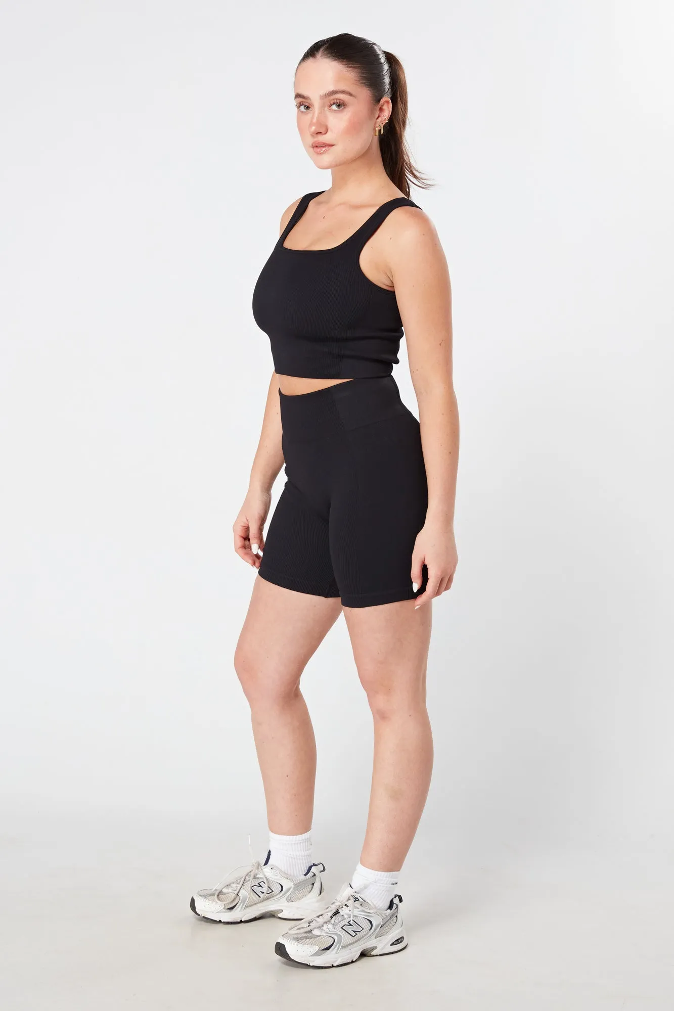 Twill Active Rib Top - BLACK