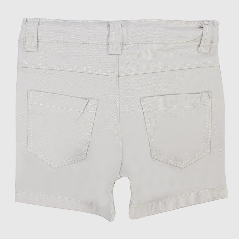 Unisex Beige Gabardine Shorts