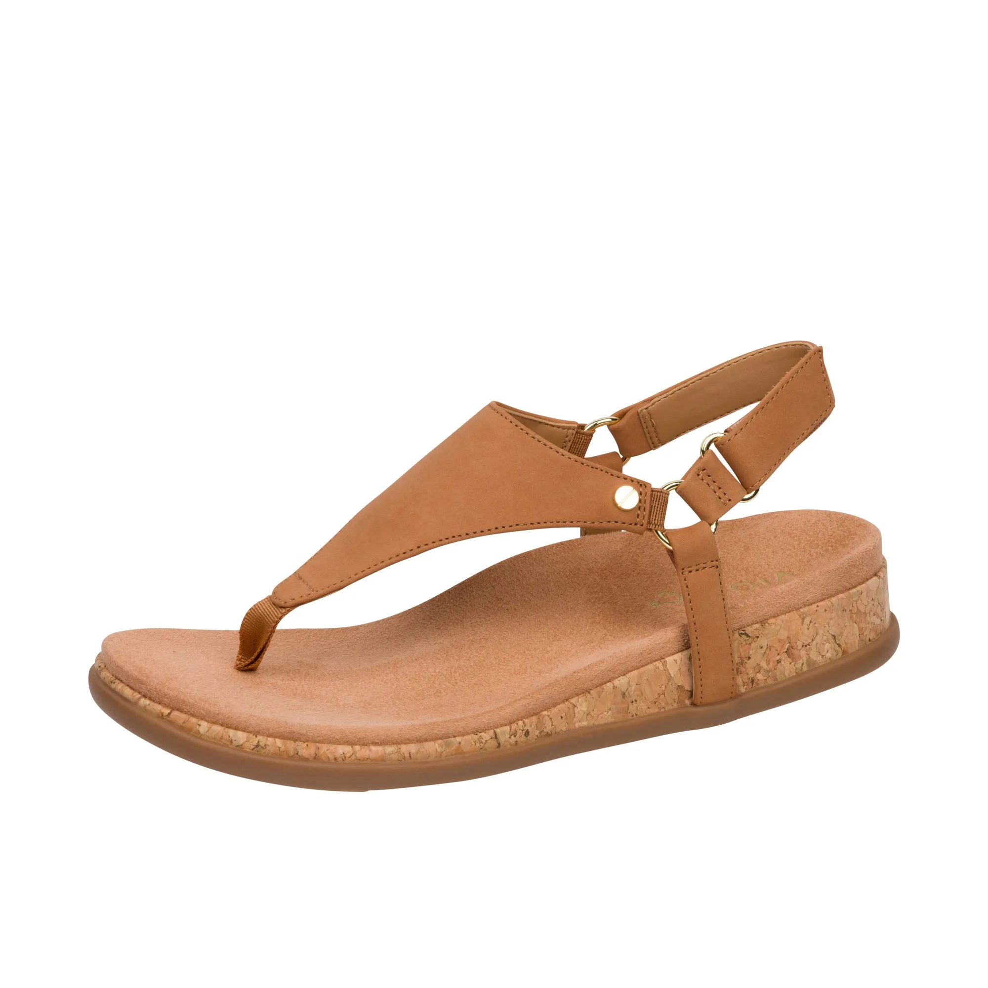 Vionic Womens Kirra II Toe Post Sling Back Sandal Camel