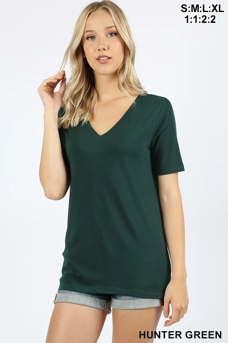 Women's Basic Solid V Neck Top