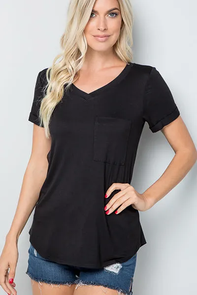 Women's Basic Solid V Neck Top