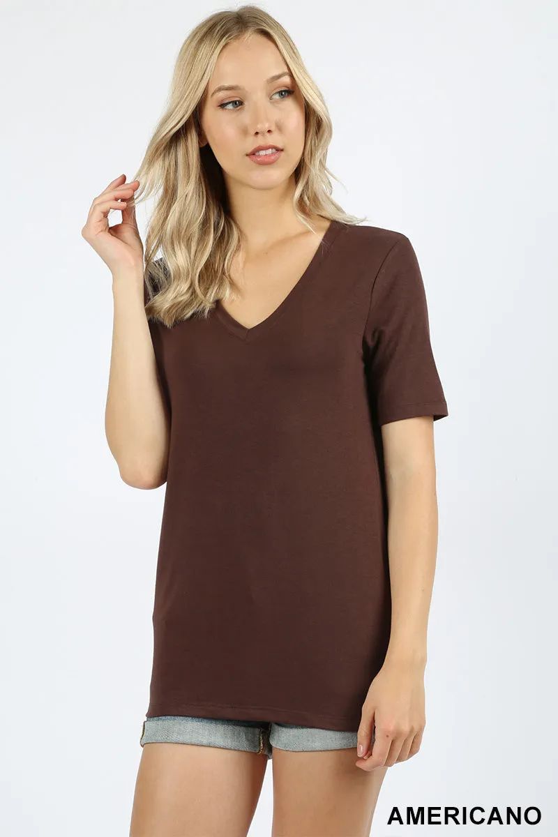 Women's Basic Solid V Neck Top