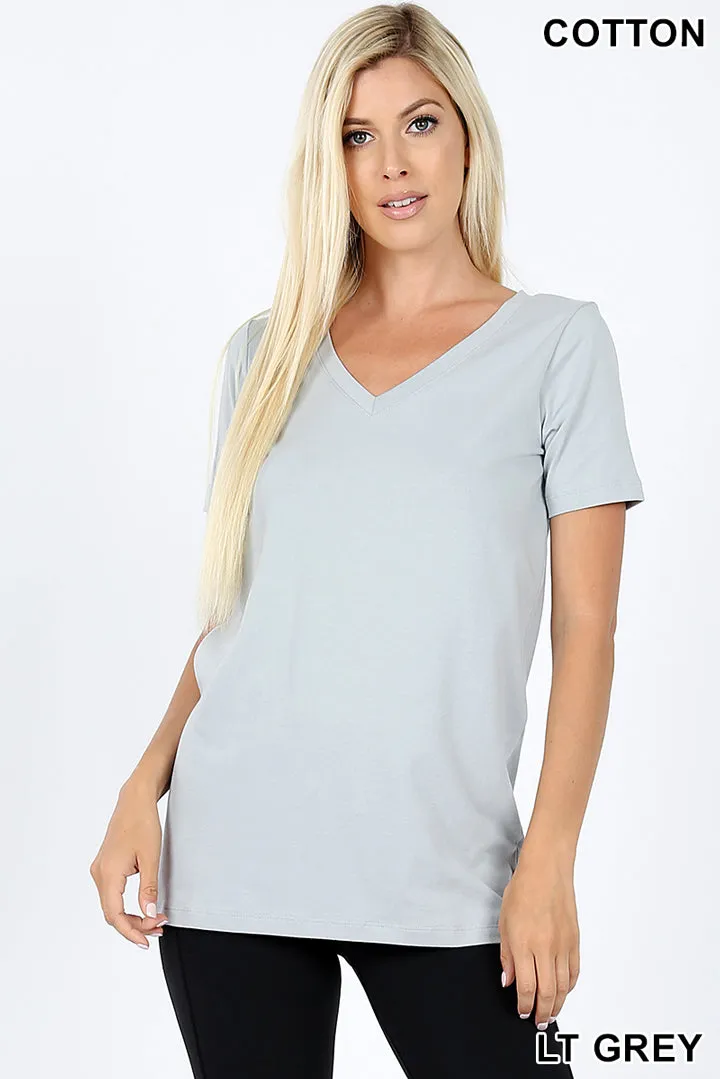 Women's Basic Solid V Neck Top