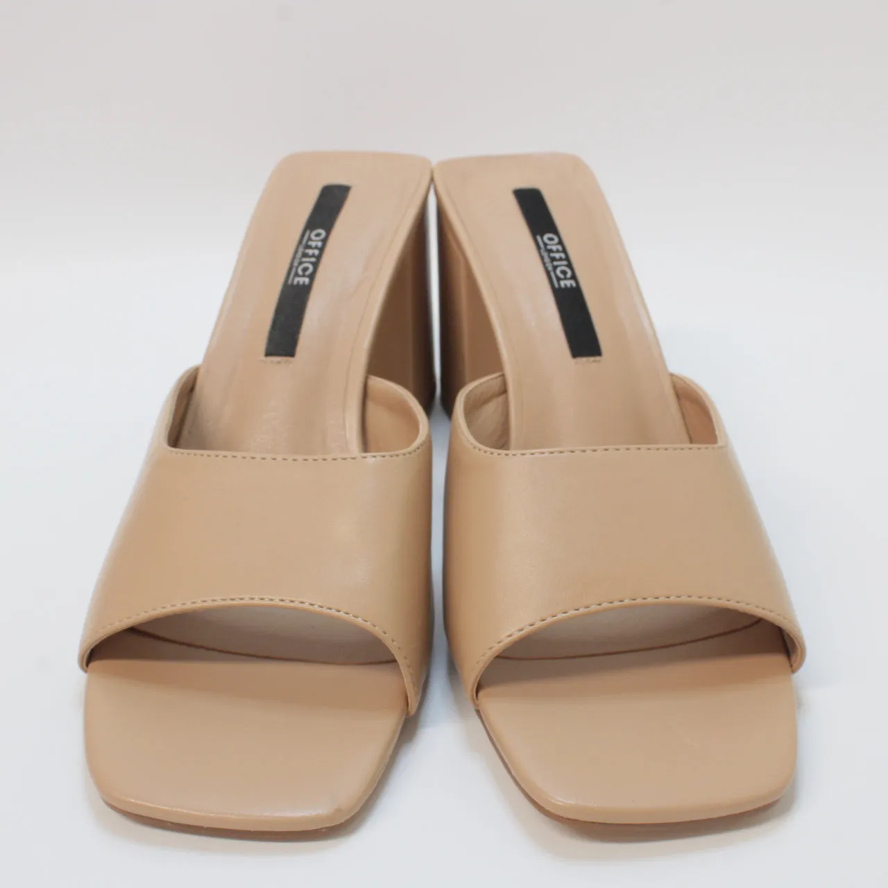 Womens Office Meme Block Heel Mules Nude