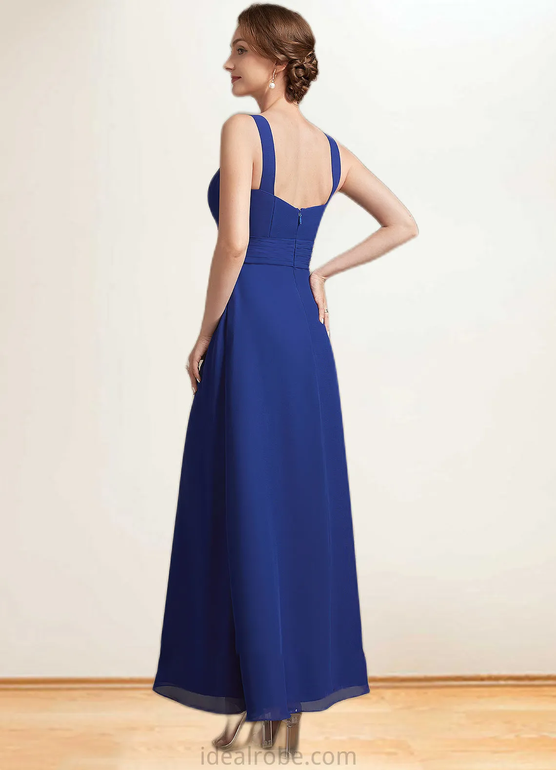 Yareli A-Line Square Neckline Ankle-Length Chiffon Mother of the Bride Dress With Ruffle STK126P0014982